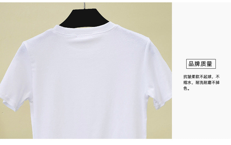 Slim-fitting round neck short-sleeved T-shirt