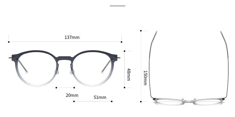 Screwless nylon frame, titanium temples oval eyeglasses