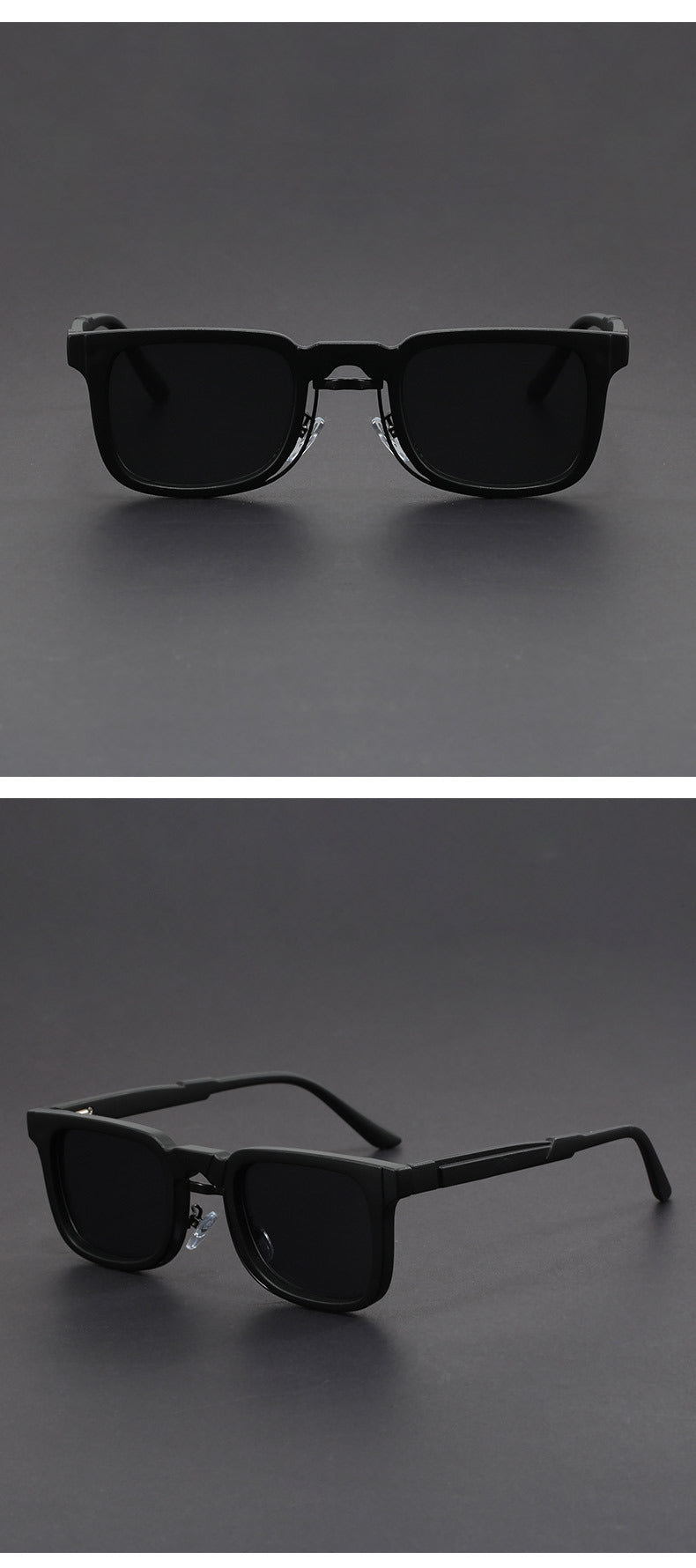 Retro European and American Square Sunglasses with Spring Temples