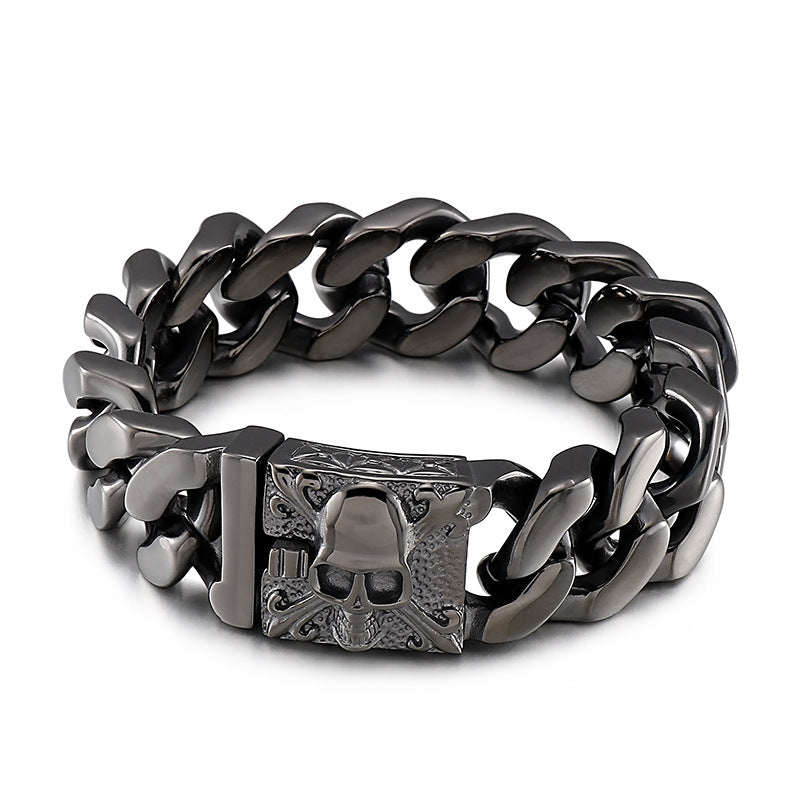 Skull Cuban chain titanium steel bracelet