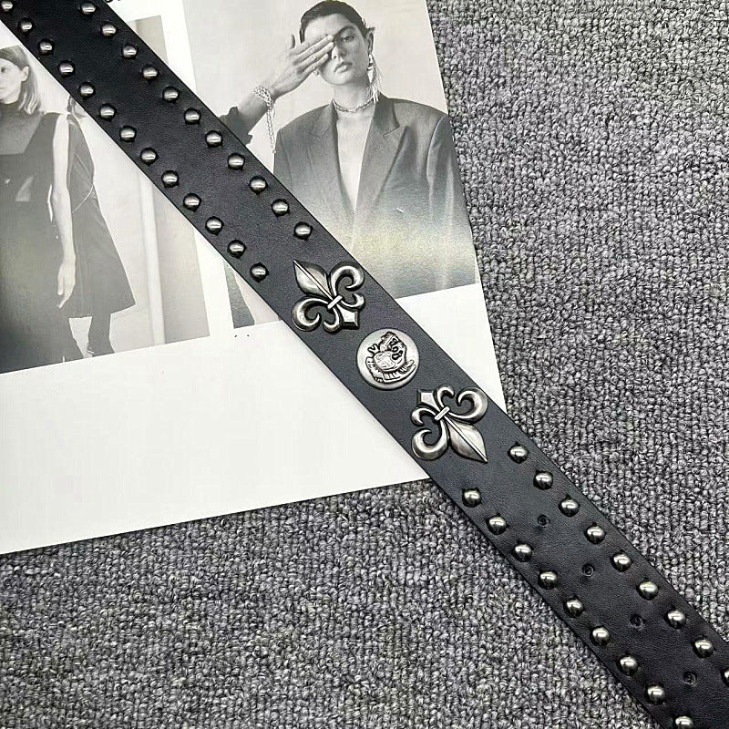 Chrome Hearts studded military floral pin buckle metal belt