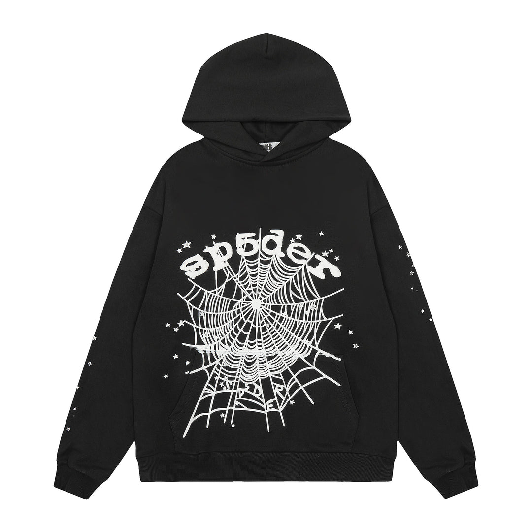 Sp5der 555555 star pattern hooded trousers and sweatshirt