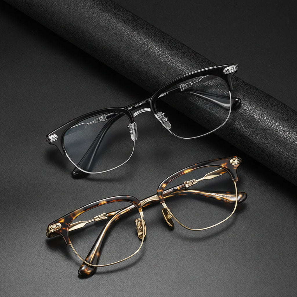 Trendy eyebrow pure titanium eyeglass frame