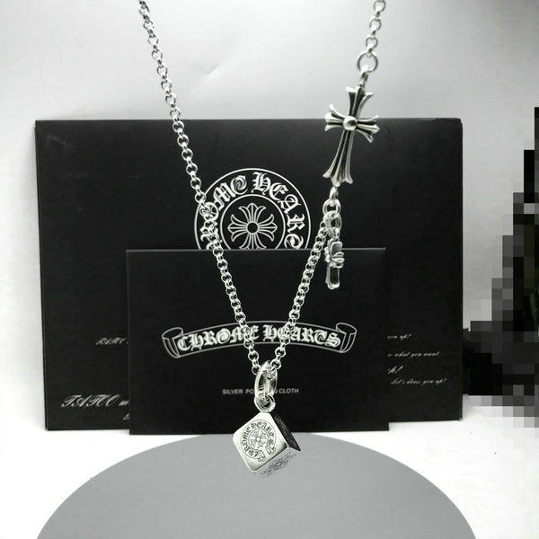 ch chrome hearts cross necklace multi-element dice pendant