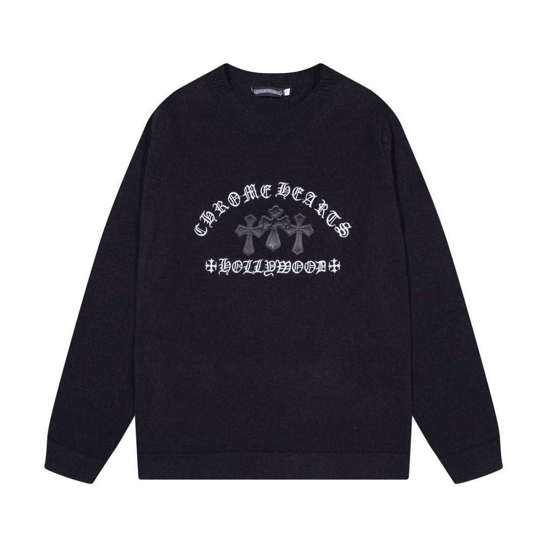 Chrome Hearts horseshoe-style crew neck wool sweater
