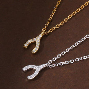 Diamond wishbone necklace