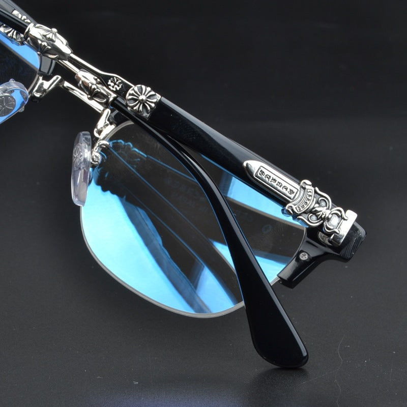 Chrome Hearts sword themed literary semi rimmed glasses