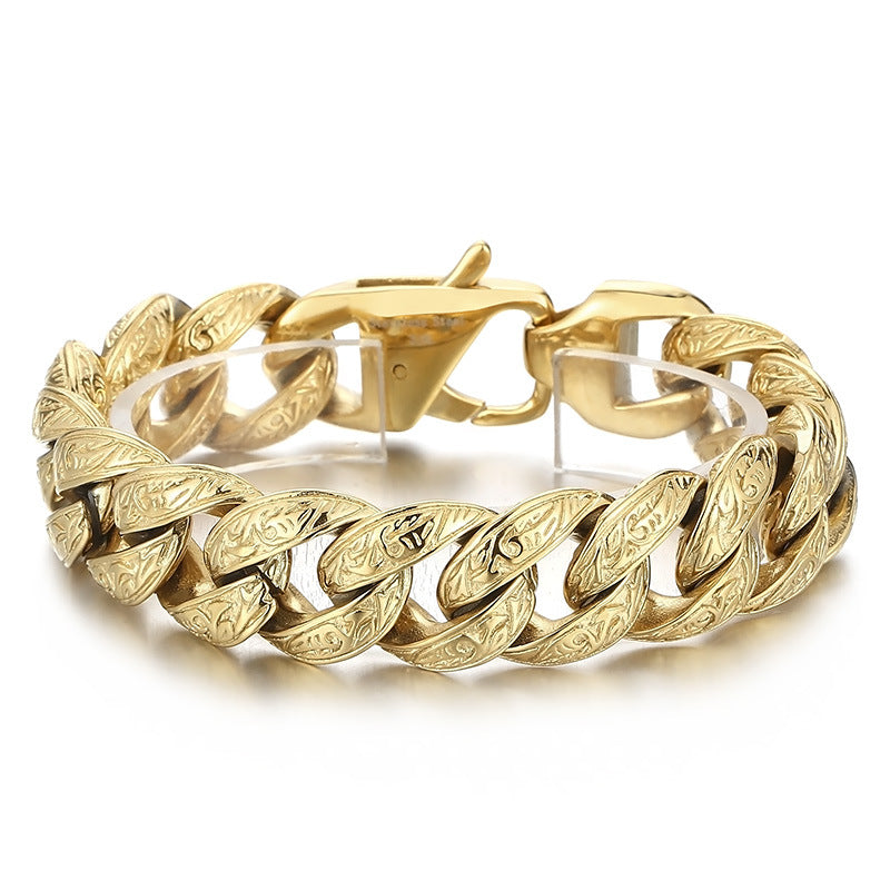 Patterned multi-link interlocking titanium steel bracelet