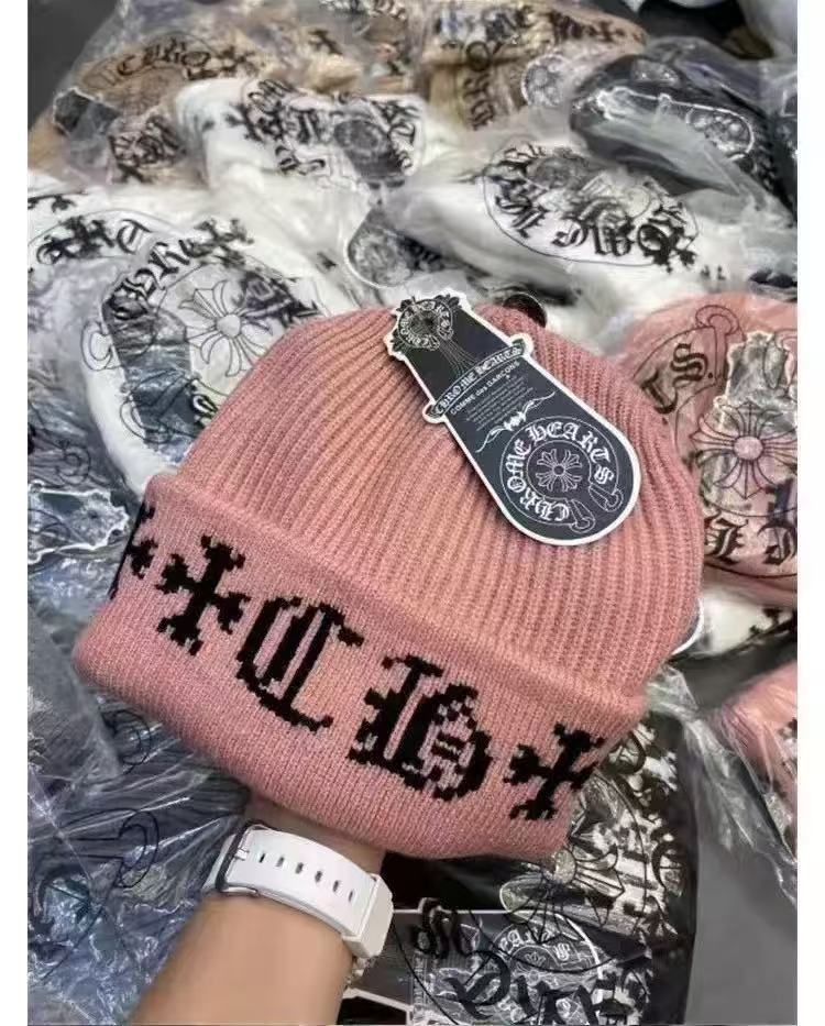 Chrome Hearts warm knit beanie for round faces