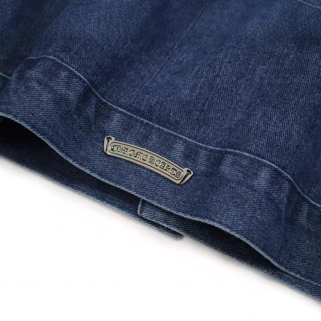 Chrome Hearts Flame Vine Leather Denim Jacket