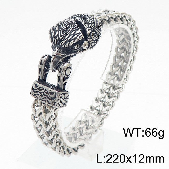 Viking Personalized Eagle Beak Wolf Head Snake Head Bracelet