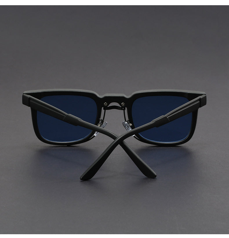 Retro European and American Square Sunglasses with Spring Temples
