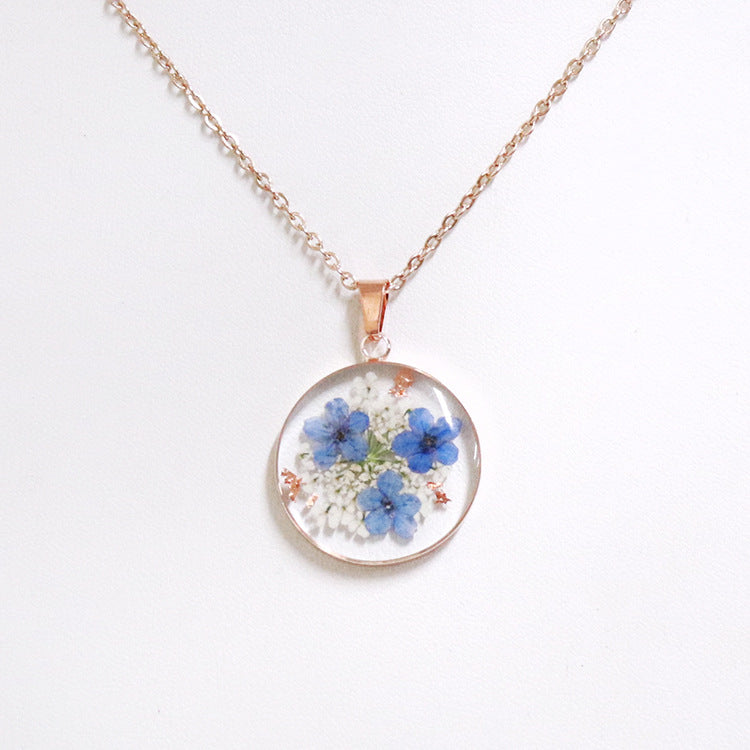 Resin forget me not necklace