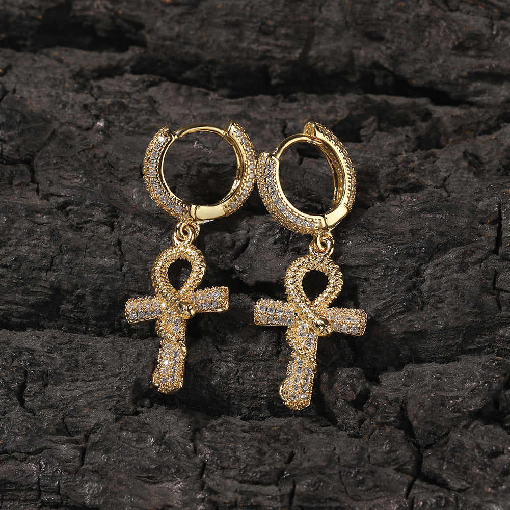 Hip-hop Anhe snake zircon earrings