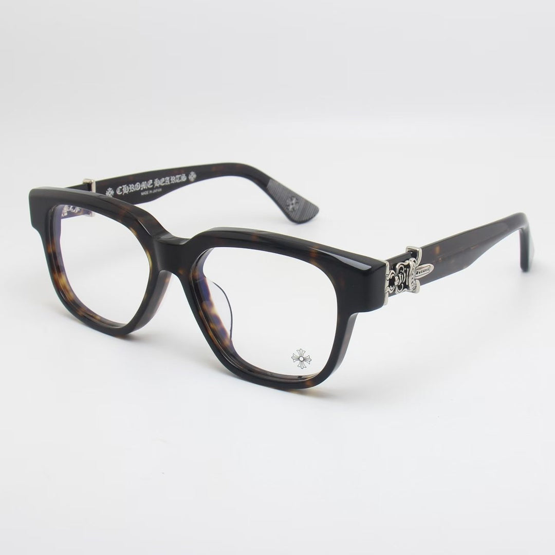 Chrome Hearts exquisitely carved pattern large-frame eyeglasses