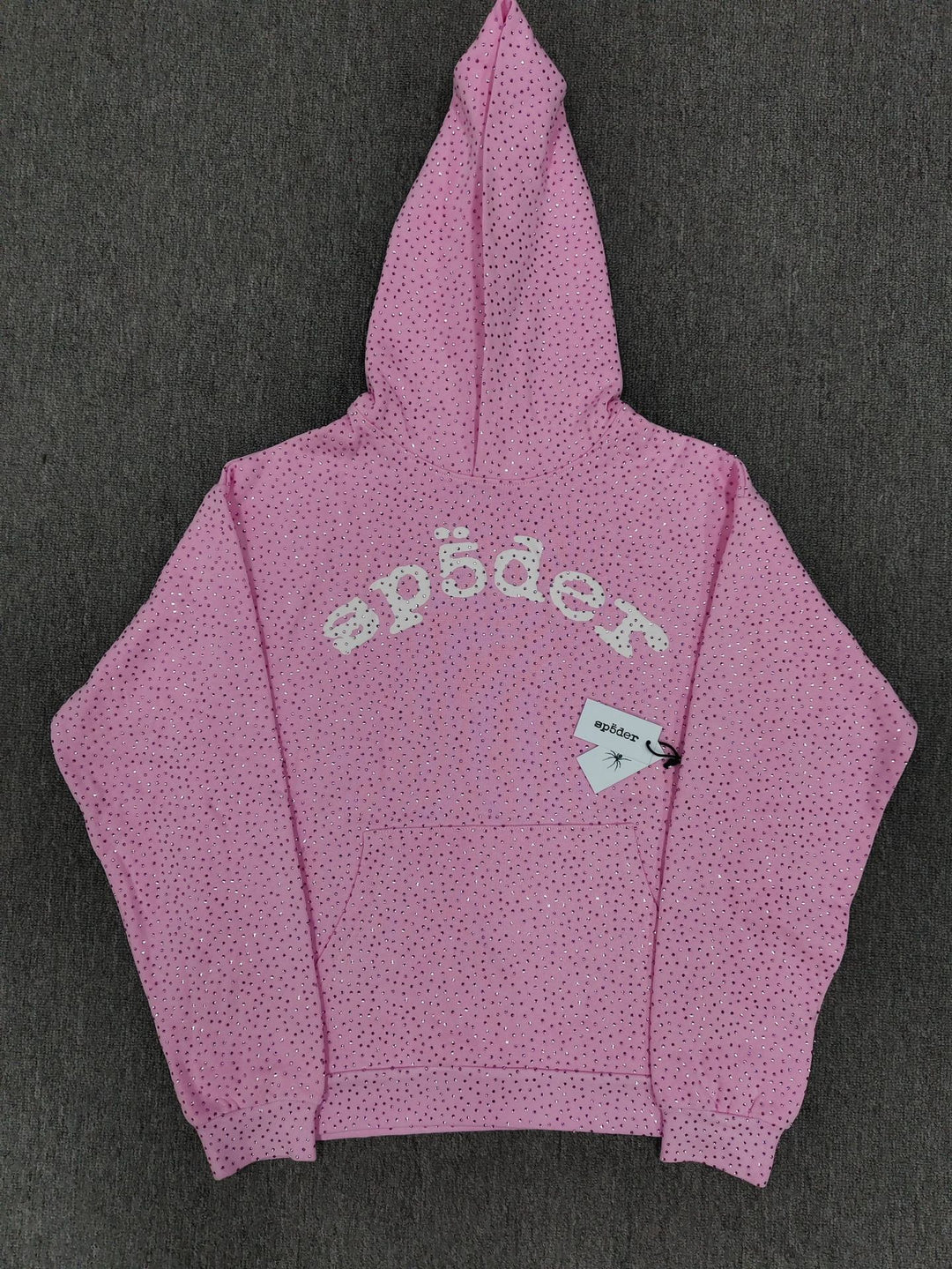 Multi-color full-hot rhinestone Sp5der spider web hoodie