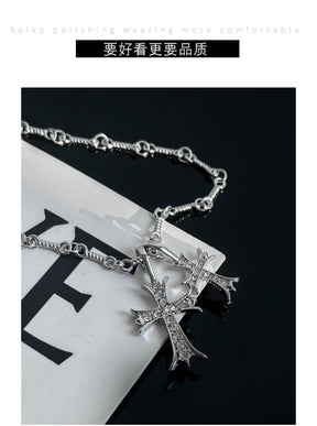 Double Cross Diamond Necklace Hip Hop Pendant