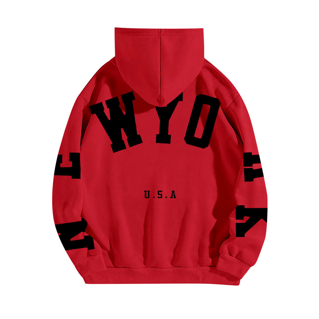 wyo newyork letter print hoodie, loose fit, oversized hoodie