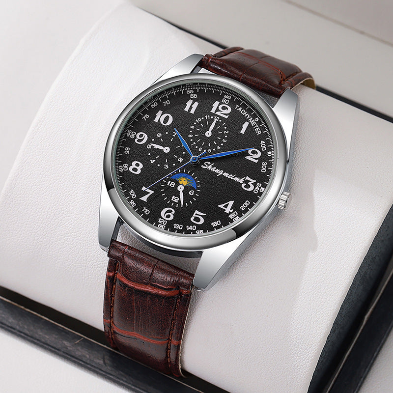 Leather strap quartz business watches