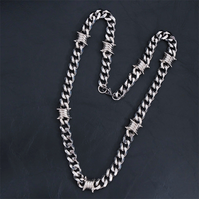 Hip Hop Thorn Cuban Chain Titanium Steel Necklace