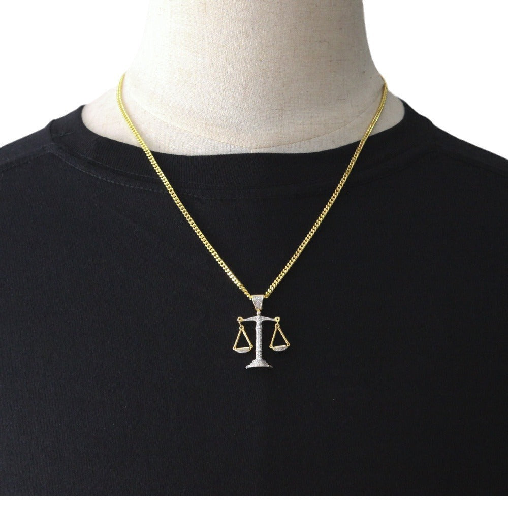 Justice Scale Iced Out CZ Hip Hop Necklace
