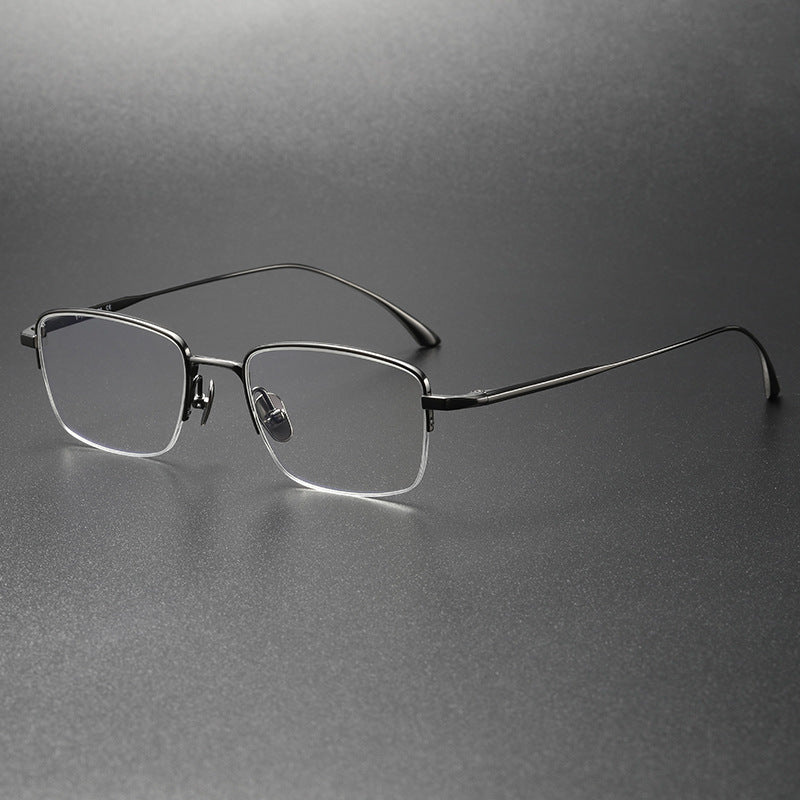 Retro half-rim pure titanium eyeglass frames