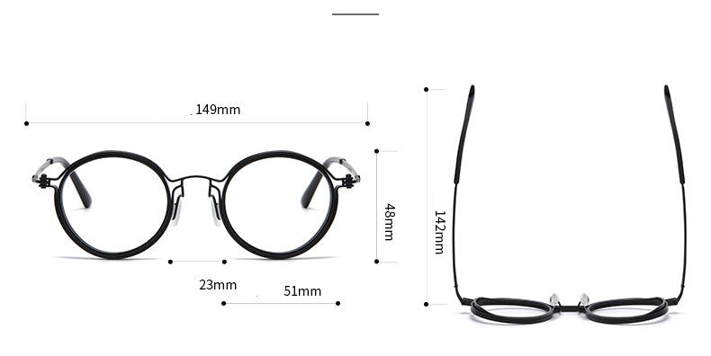 Retro Round Glasses Black Metal Optical Eyewear