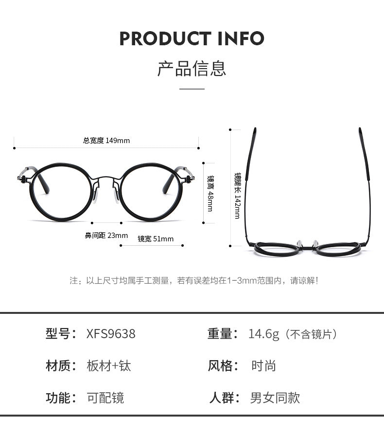 Retro Round Glasses Black Metal Optical Eyewear