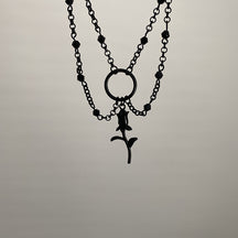 Dark Cross Rose Star Necklace