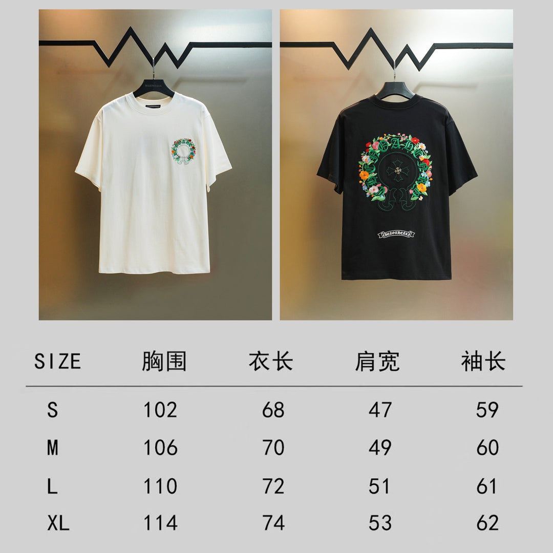 Chrome Hearts Colorful Tree Planting Garden Embroidery T-Shirt