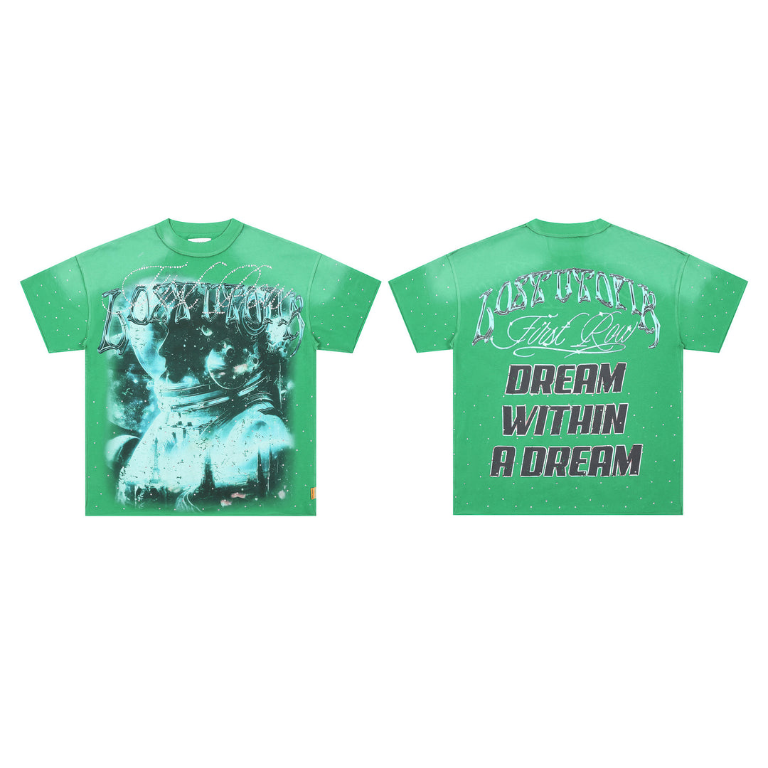 FIRST ROW LOST UTOPIA UNIVERSE CROPPED TEE White