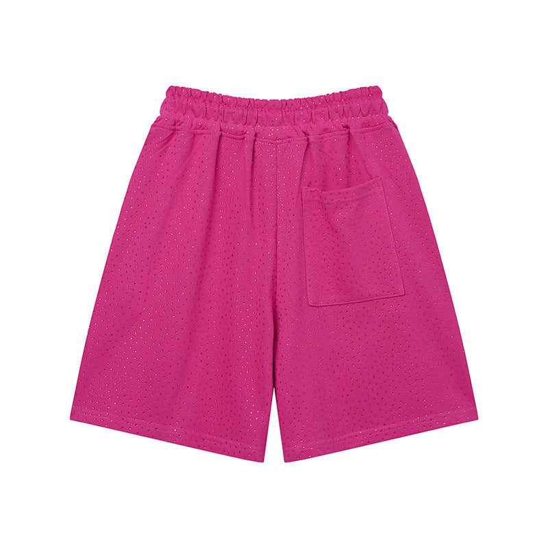 Sp5de five-inch shorts with full-on rhinestone hot-fix design