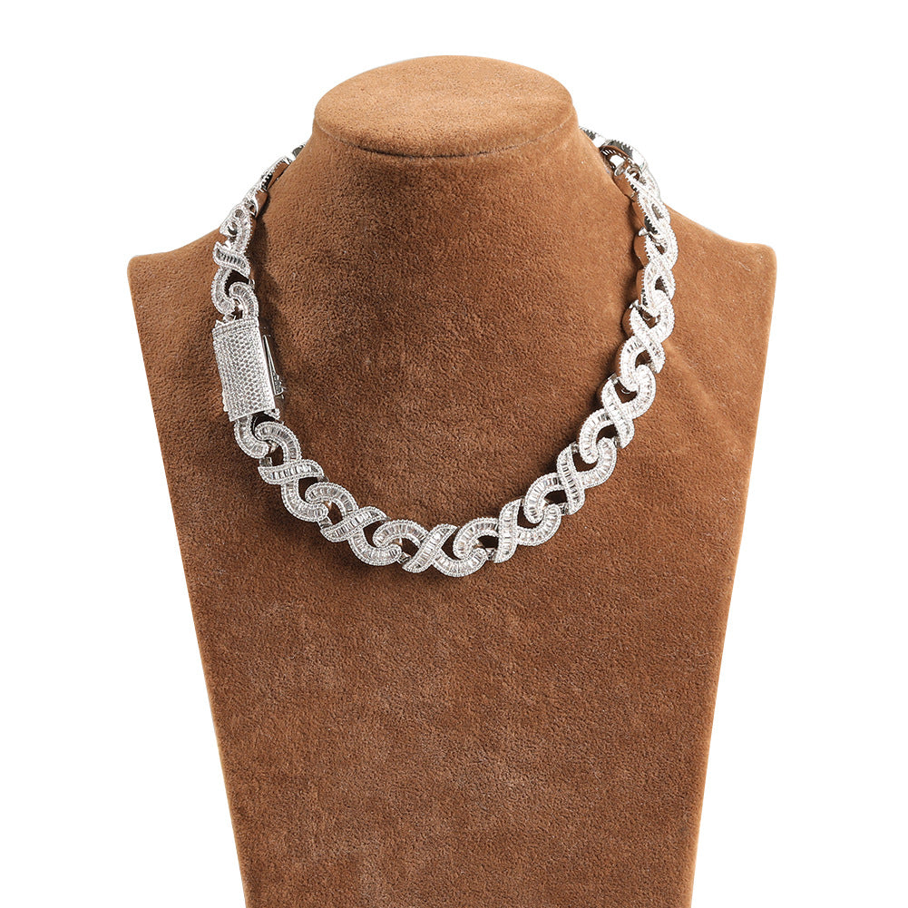 Geometric "T" & Infinity 15mm Diamond-Encrusted Cuban Chain