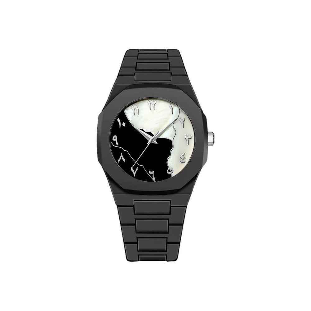 Sports-Style Waterproof Plastic Watch with Arabic Numerals