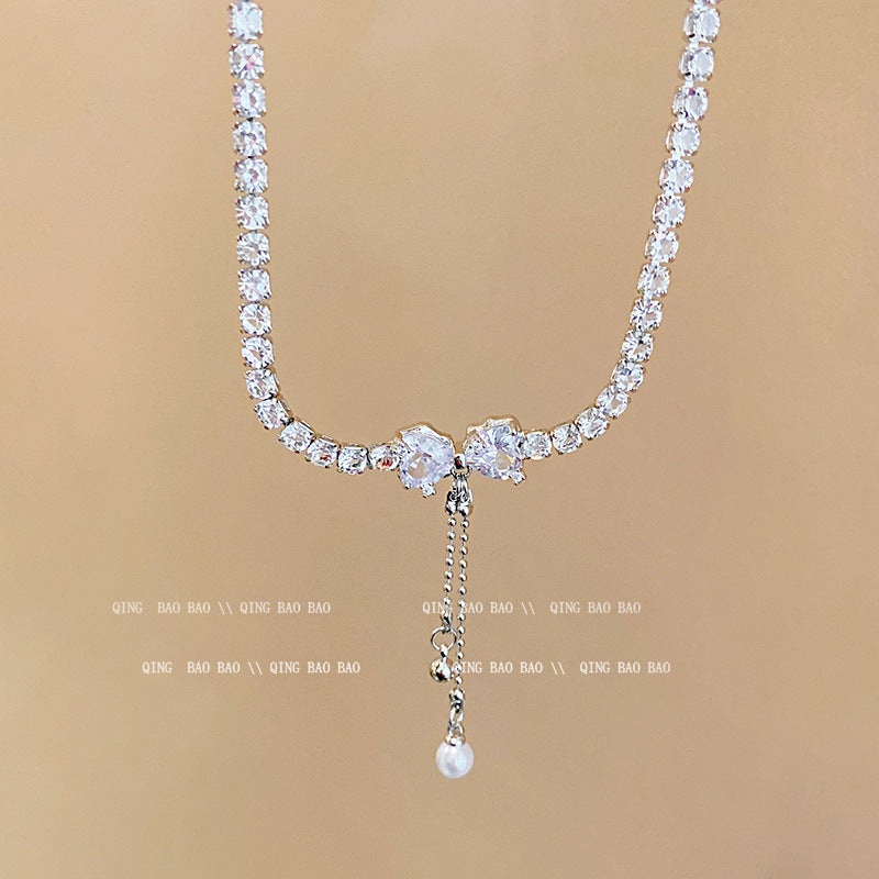 Titanium steel pearl clavicle necklace