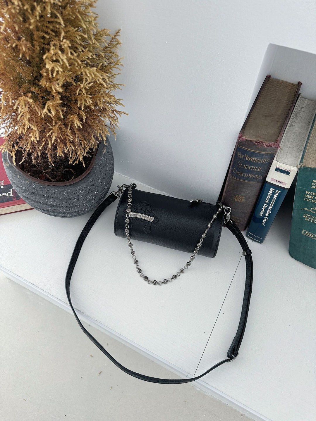Chrome Hearts cross pencil mini cylindrical handbag