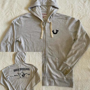 TRUE RELIGION Letter Print Zipper Hoodie