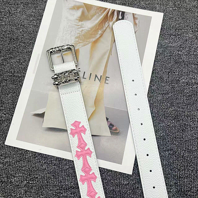 Chrome Hearts Leather pasted Roller type Hollow Vine Needle buckle Belt