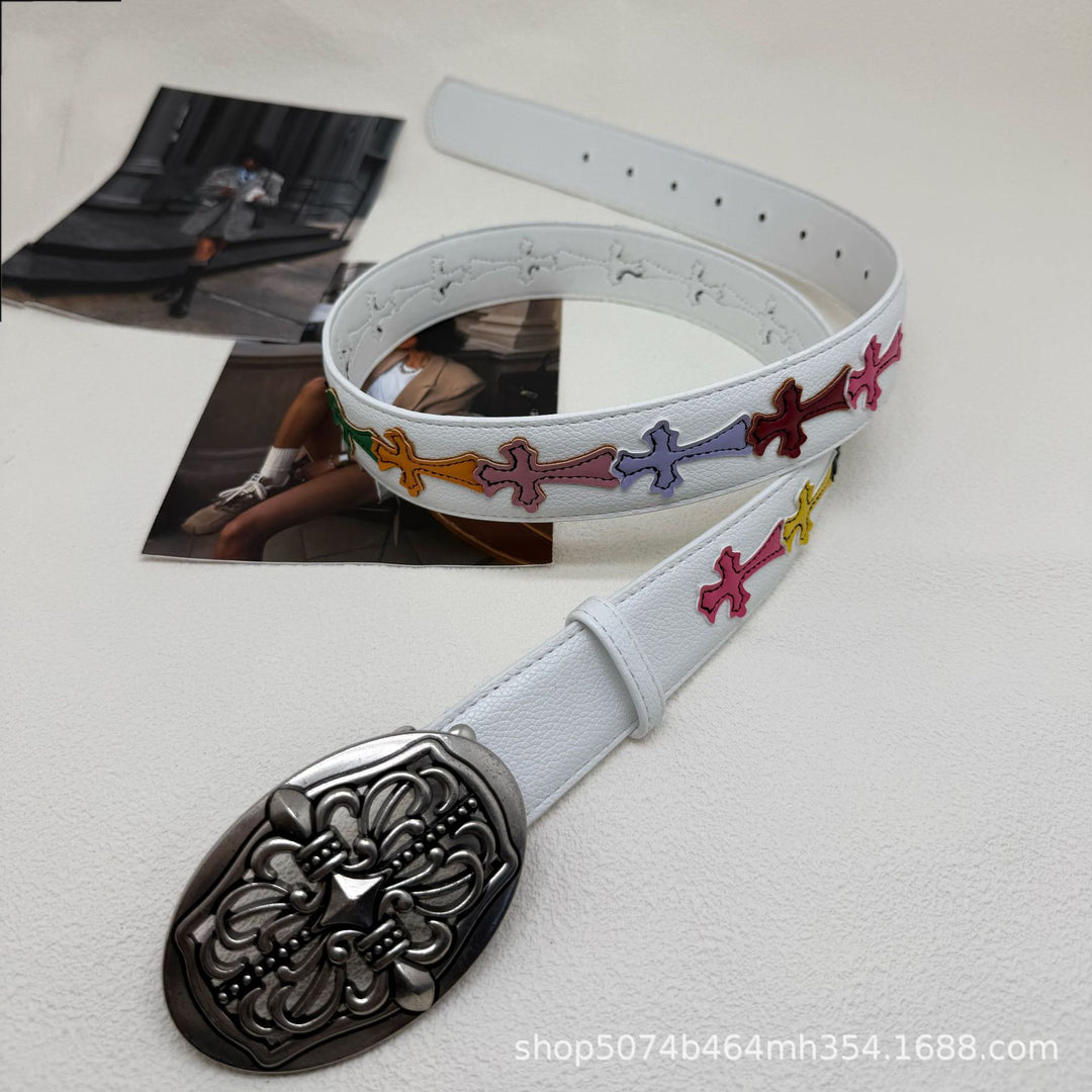 Chrome Hearts Cross-Motif Classic Leather Belt