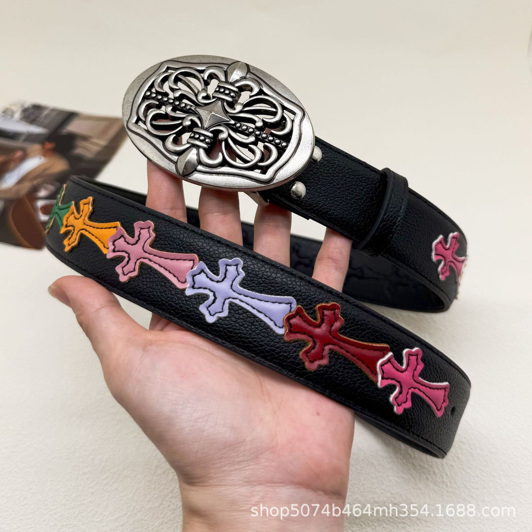 Chrome Hearts Cross-Motif Classic Leather Belt