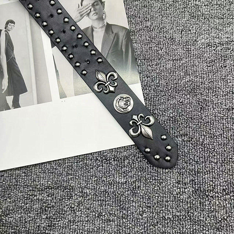 Chrome Hearts studded military floral pin buckle metal belt