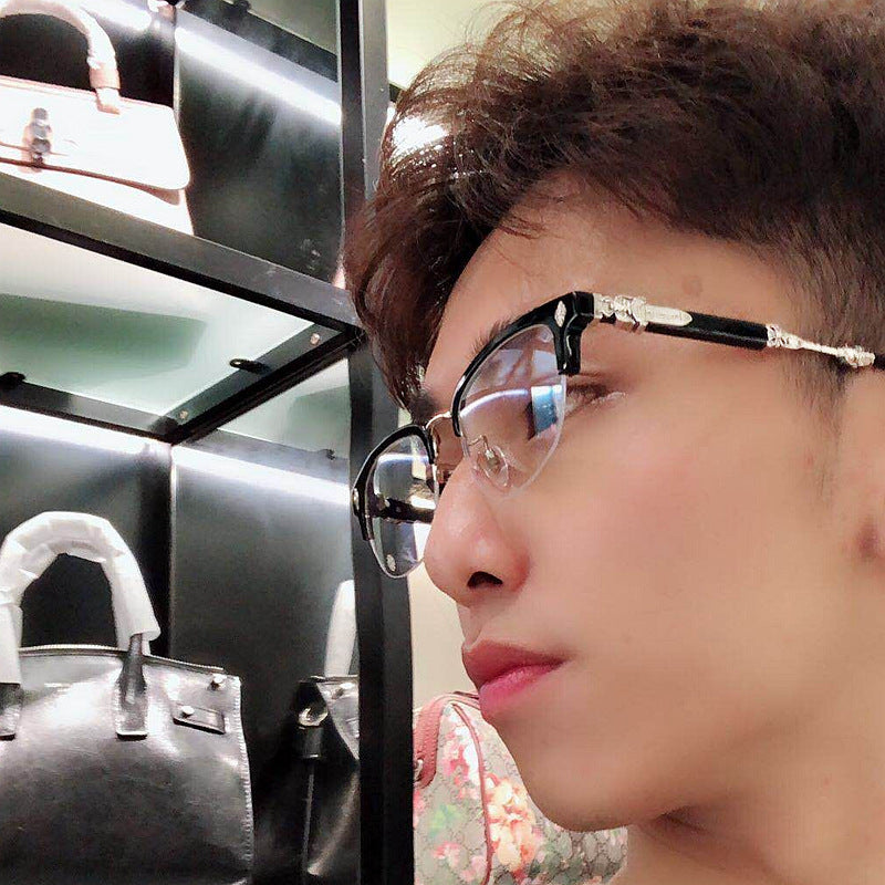Chrome Hearts sword themed literary semi rimmed glasses