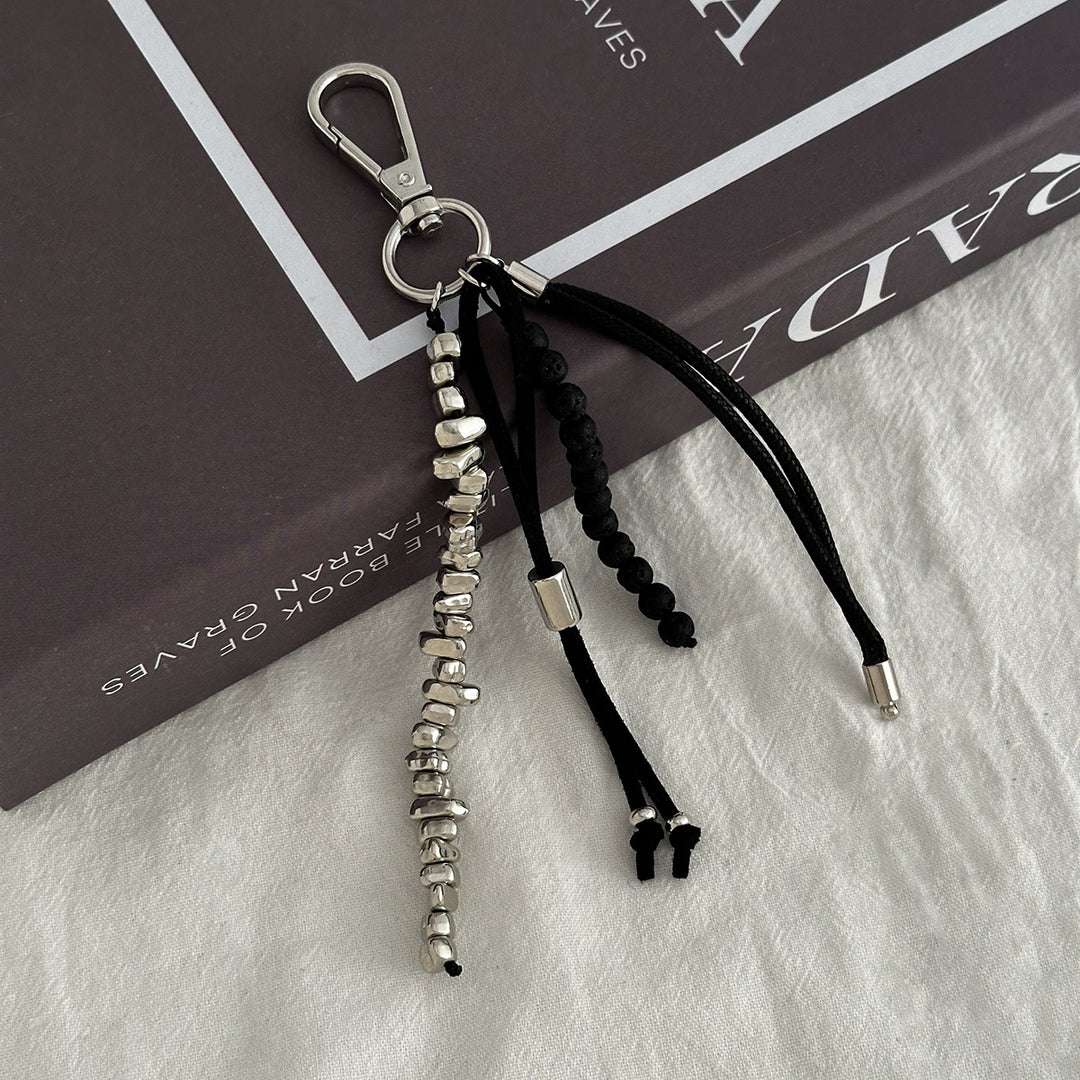 Volcanic Stone Tassel Beaded Keychain