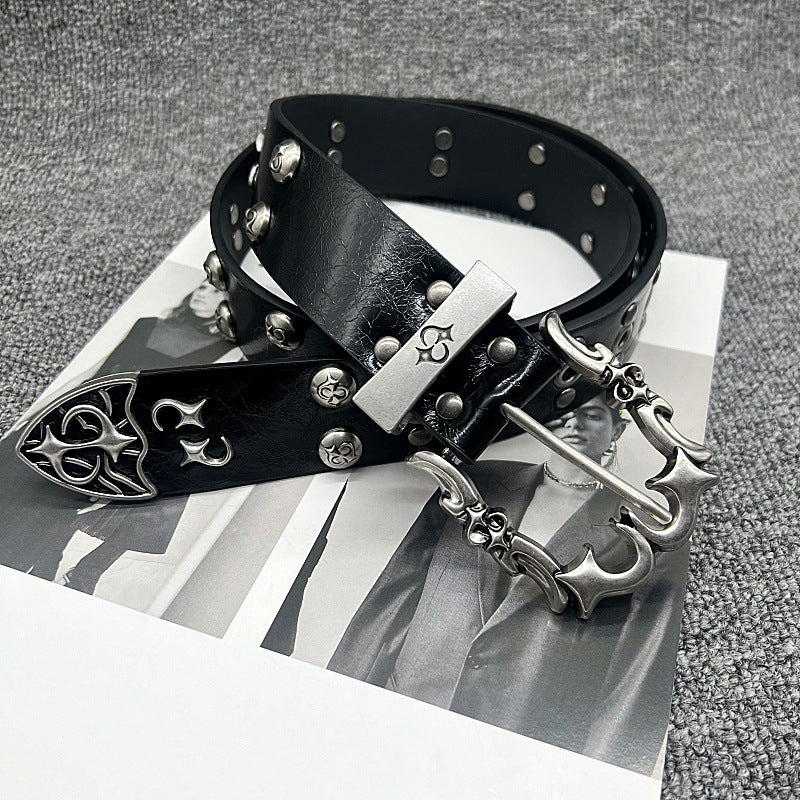 Trendy and stylish pin buckle studded belt