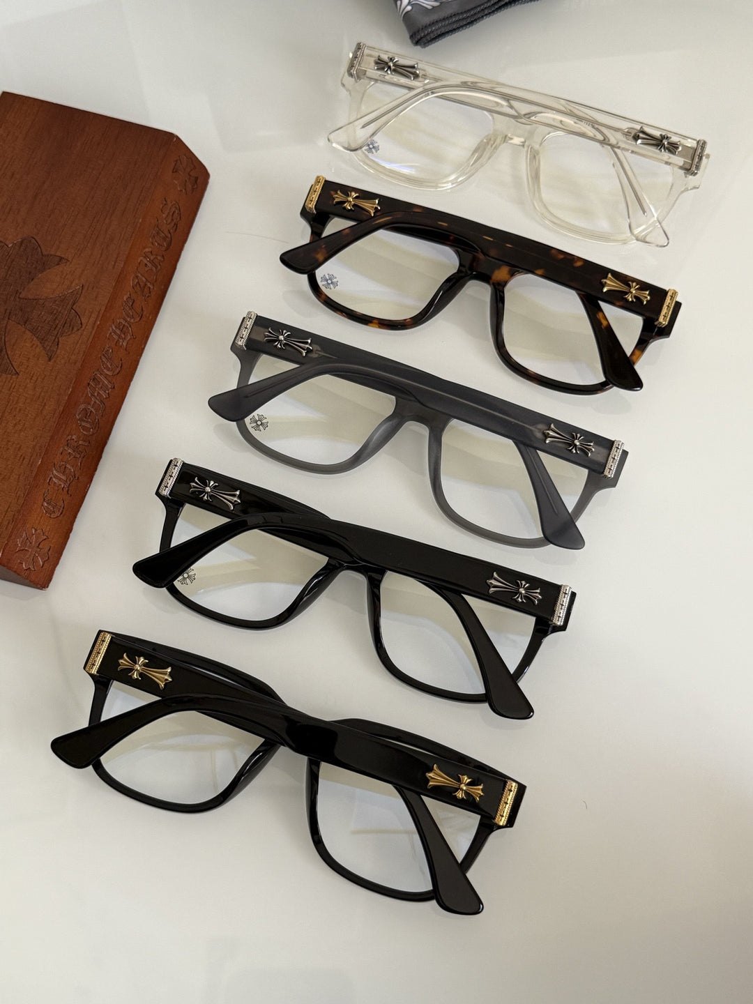Chrome Hearts BOFFICER square frame glasses with cross pattern