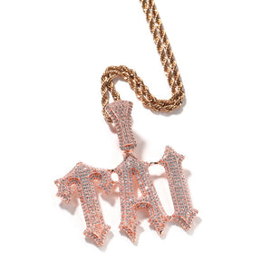 Diamond Burr Uppercase Custom Letter Pendant Necklace