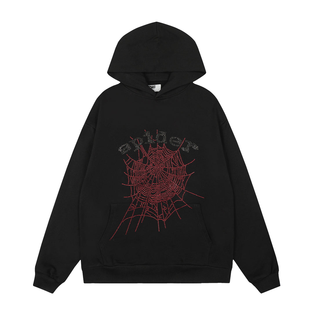 Sp5der patterned beaded 555555 hoodie and trousers