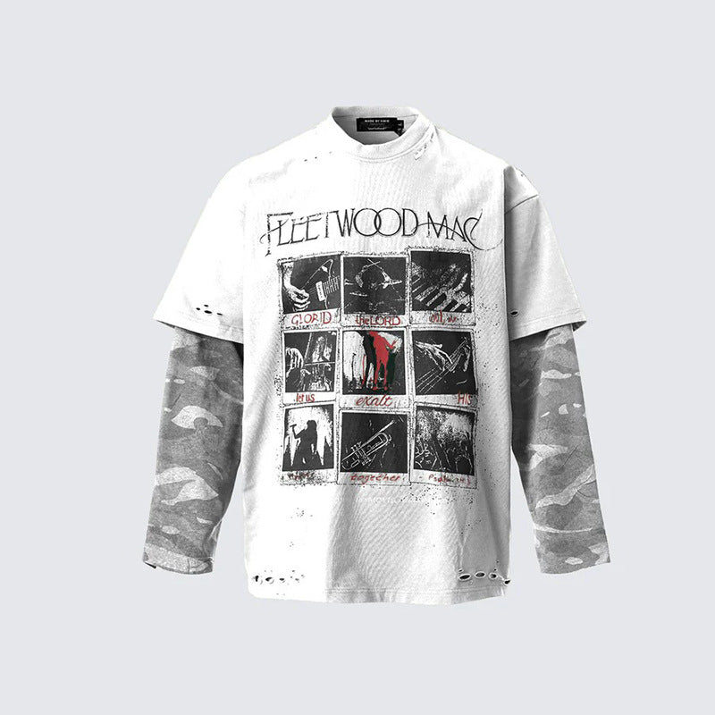 Loose-fitting, layered T-shirt base layer top