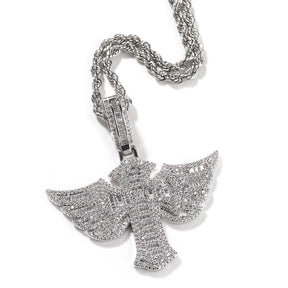 Angel Wings Cross Diamond Pendant