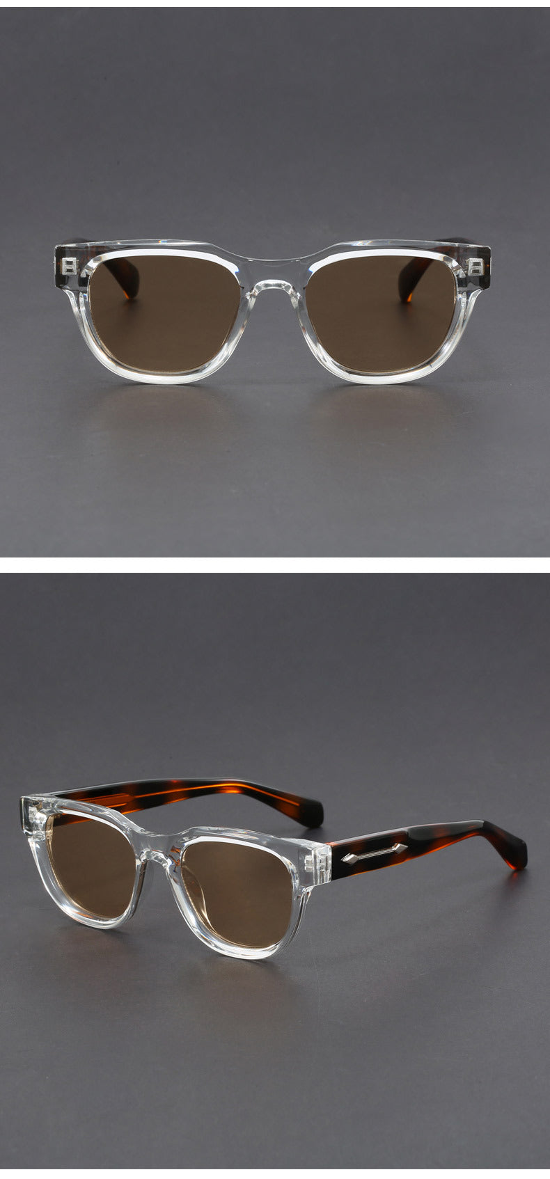 Small square propionate pin inserted sunglasses